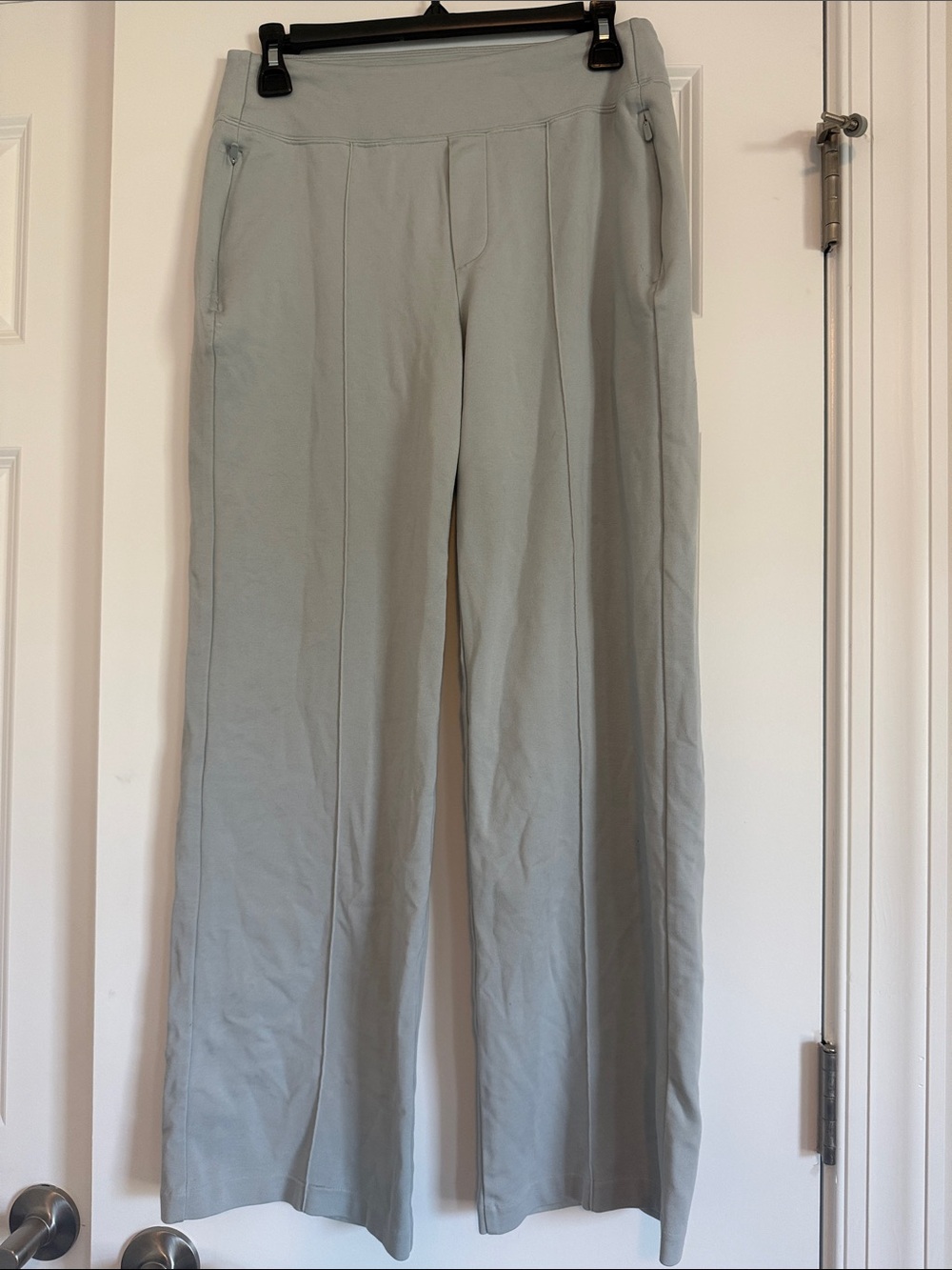 Athleta Light Gray Wide-Leg Track Pants